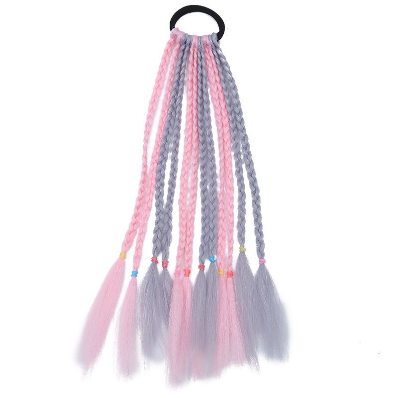 Children's Wig Dreadlocks Hair Accessories Bow Tie Style Colorful Braided Hair Ties Girls' Short Stage Cute Ombre Ponytail