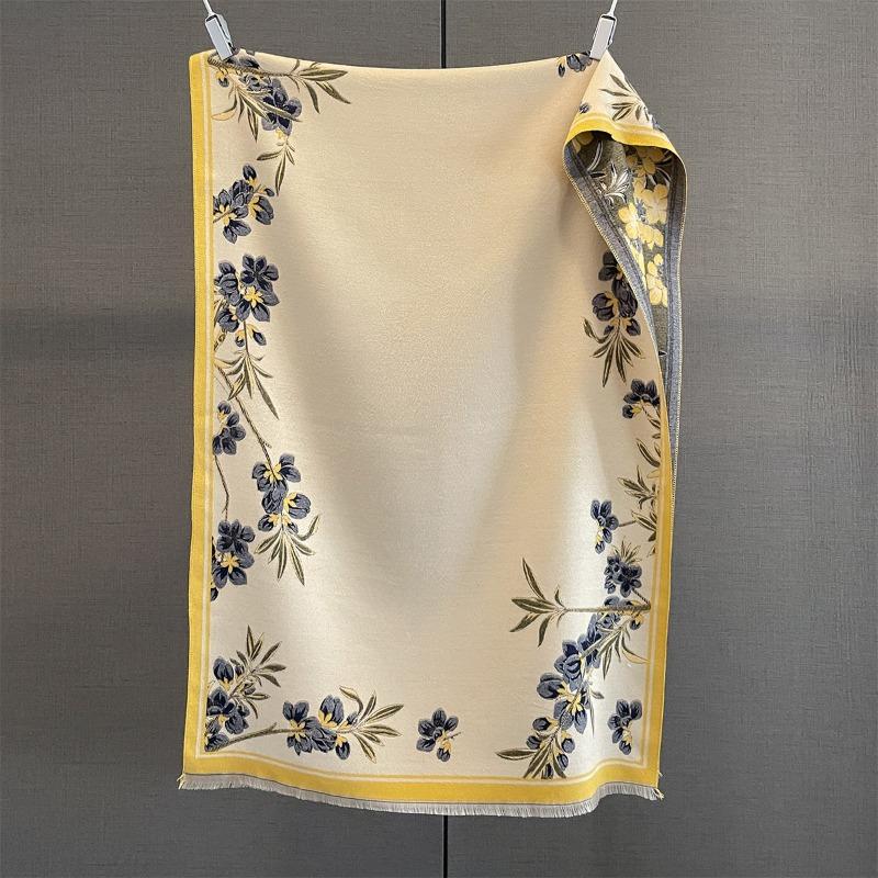 

Autumn and winter new retro plant flower jacquard scarf women s versatile thickened warm scarf shawl 190*65cm