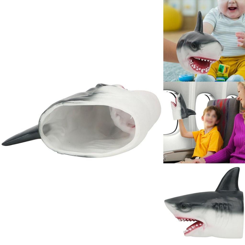 Burattino a mano di alta qualità a forma di testa di squalo, giocattolo in peluche sicuro ed educativo per bambini.