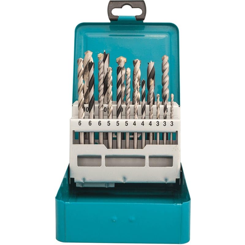Makita Drill Bit Set D-46399 18 Pieces with Case Includes Steelworking Woodworking Concrete Drill Bits
