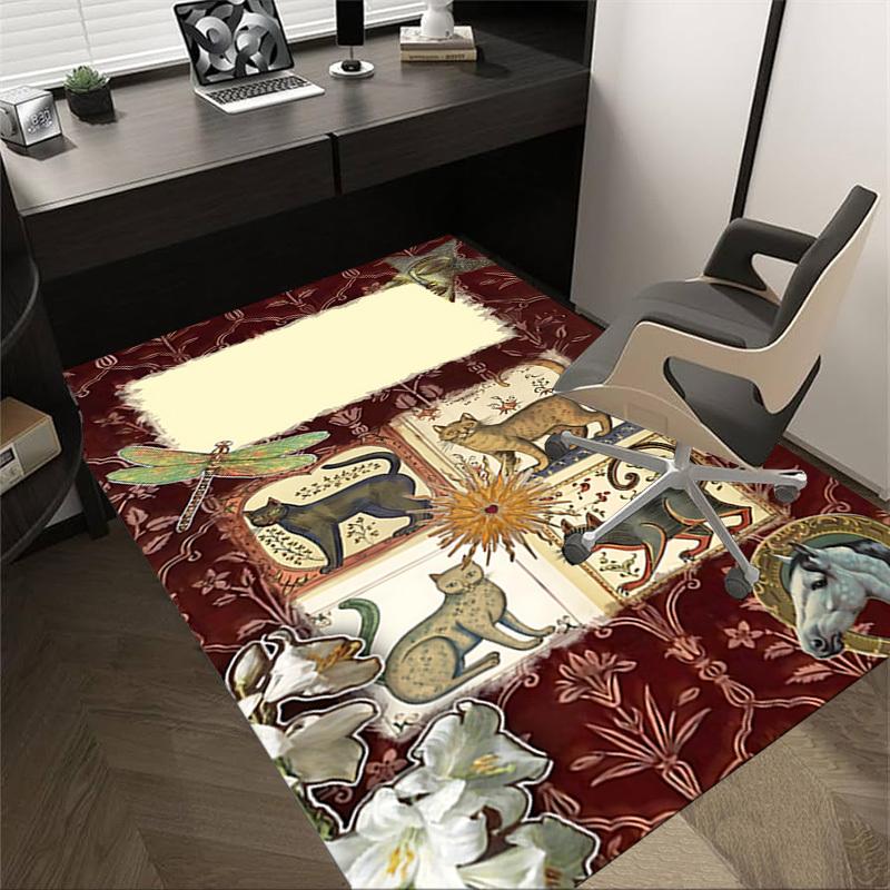 

1PC cat flowers Carpet Office Rug Mat Home Decor Area Carpet Festival Gift Office desk chair carpet Longlasting Material 60cm by 90cm