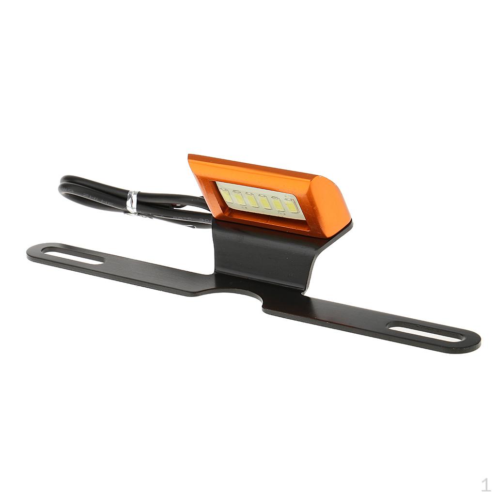 Orange Motorcycle License Plate Mount Holder Bracket LED Tail Light Lamp