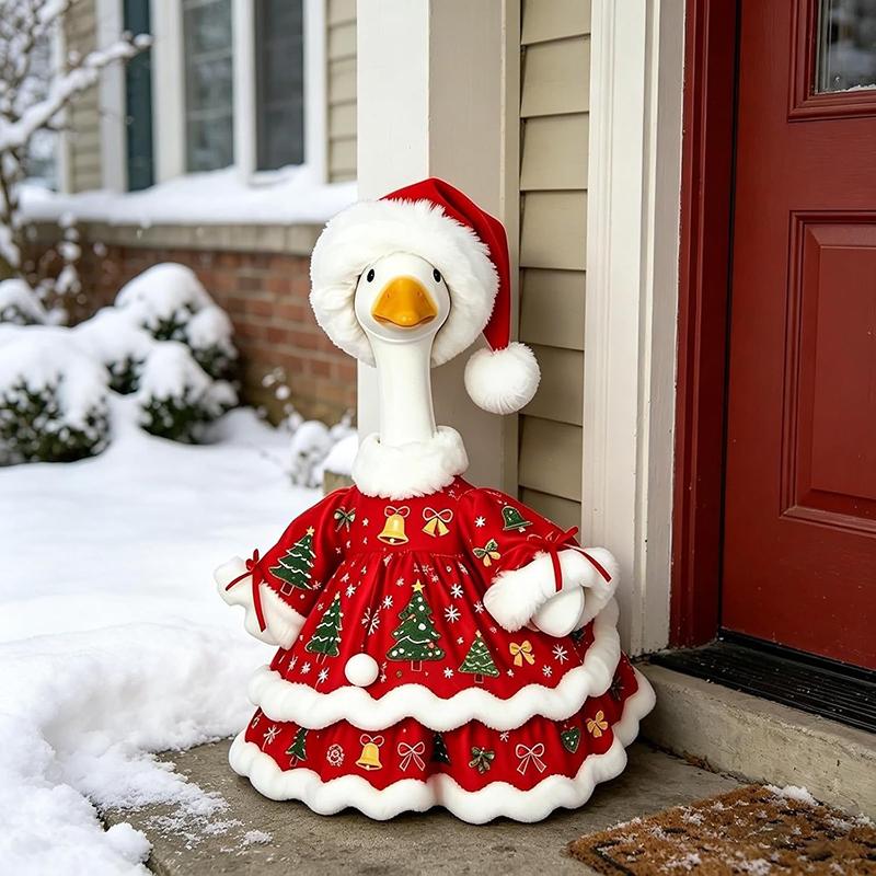 Porch Goose Clothing 23 inches Christmas Day Goose Clothing White Goose Santa Claus Snowman Clothing Courtyard Decoration