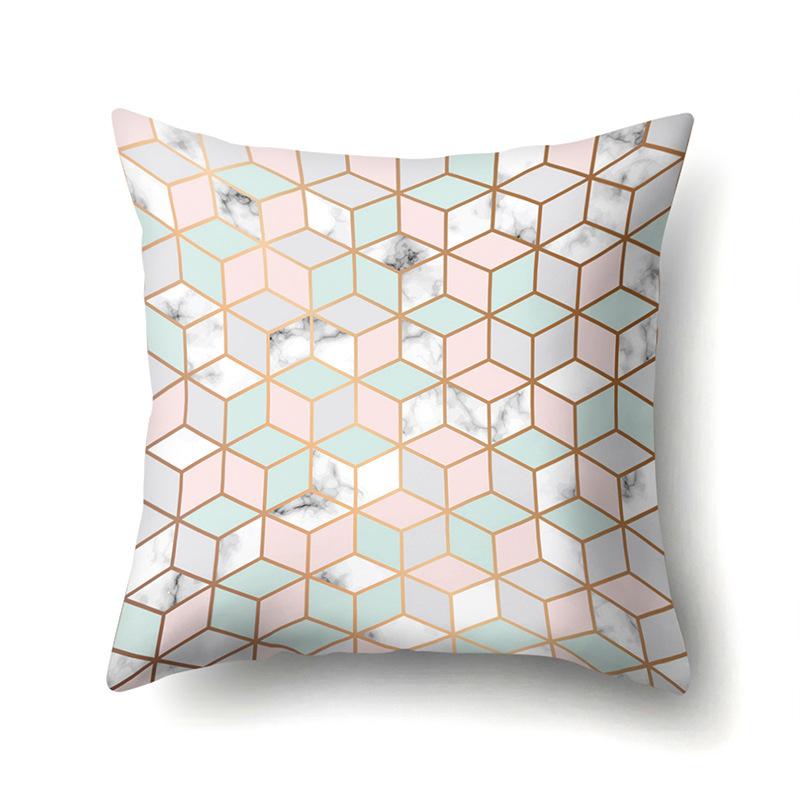 Ins Marble Polyester Pillowcase Car Decoration Home Printed Car Waist Cushion Pillowcase Pillowcase Car Decoration