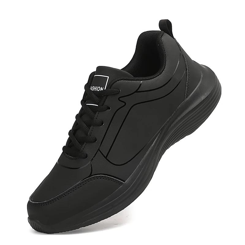 Fashion Men Leather Sport Shoes Size 48 Leather Running Shoes Outdoor Waterproof Sneakers Men Lightweight Athletic Sneakers for Men