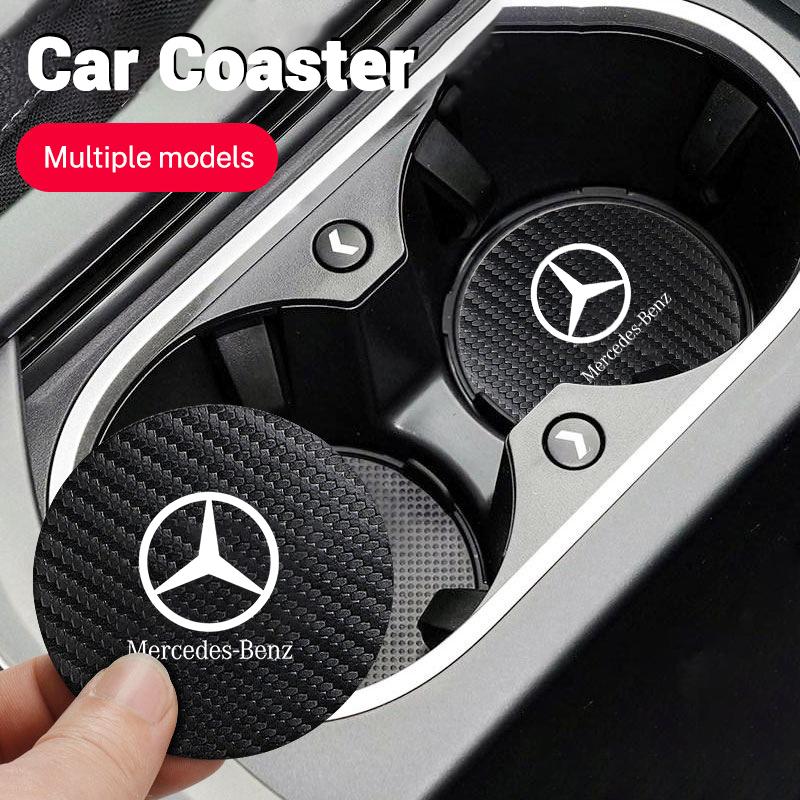 2Pcs Car Coaster Anti-noise Anti Slip Water Cup Pad Mat For MERCEDES BENZ W211 W204 W210 W203 CLA GLA Car Interior Accessories QF1