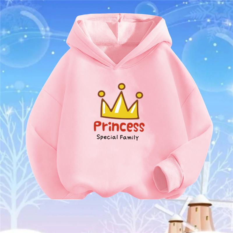 Pink Heart Flower Print Hoodies Girls Long Sleeve Pullover Loose Sweatshirt Spring Autumn Cotton Basic Top Fashion Clothes