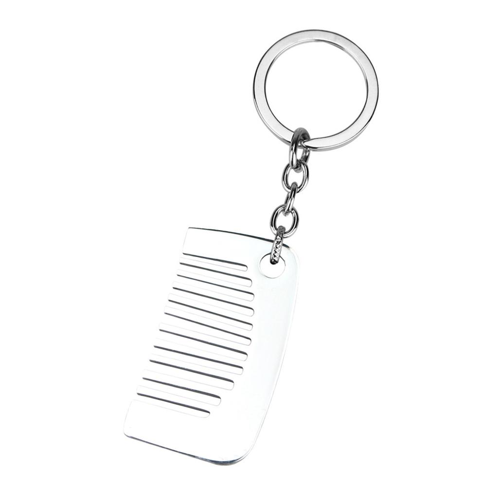 Titaniums Steel Keychain Pocket Comb Hip Hop Style Keyring Unique Hair Styling Jewelry Accessory for Women and Girls
