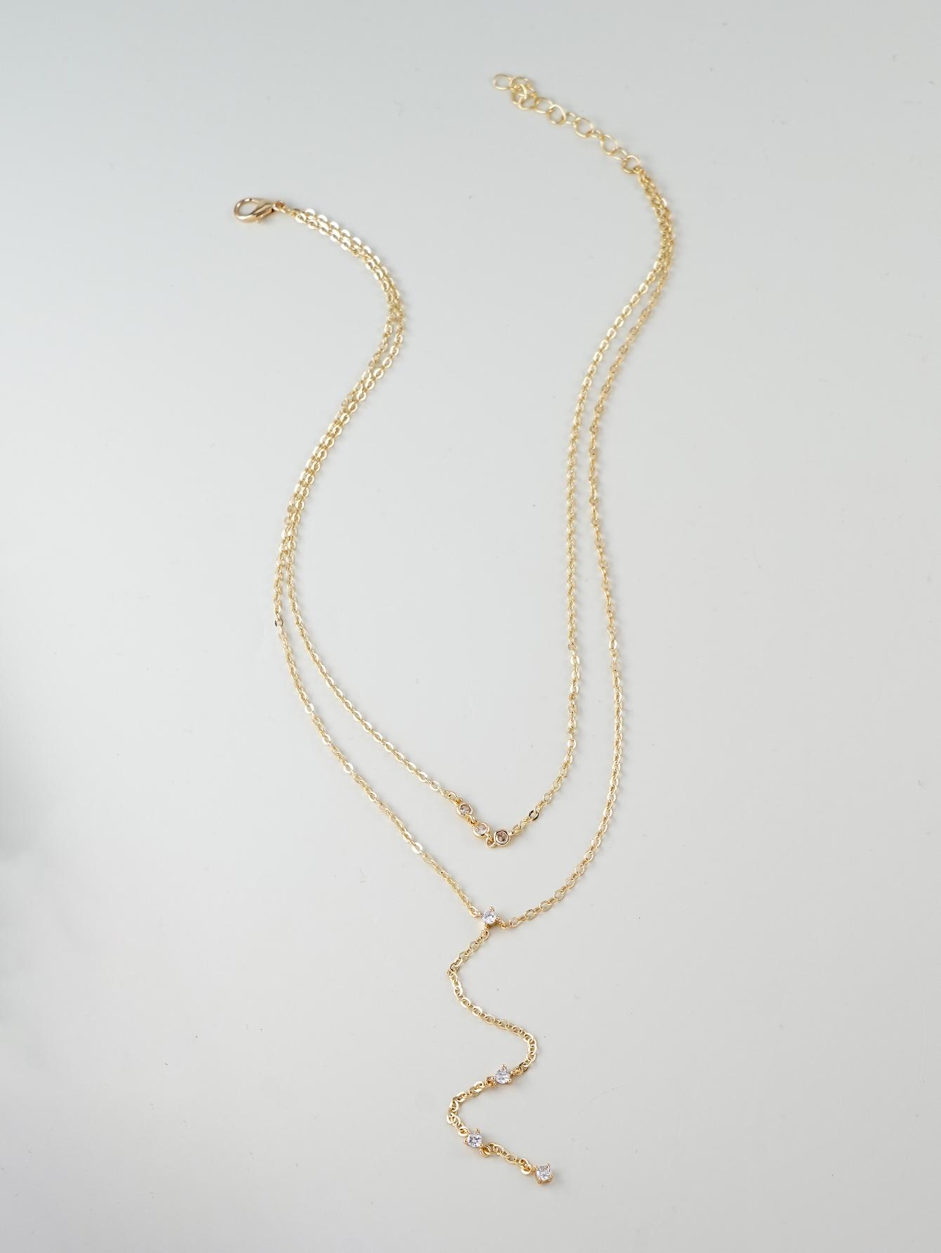 Elegant Dual-Layer Y-Shaped Fine Chain Necklace for Women Simple Lockbone Chain Daily Versatile Fashion Jewelry Accessory
