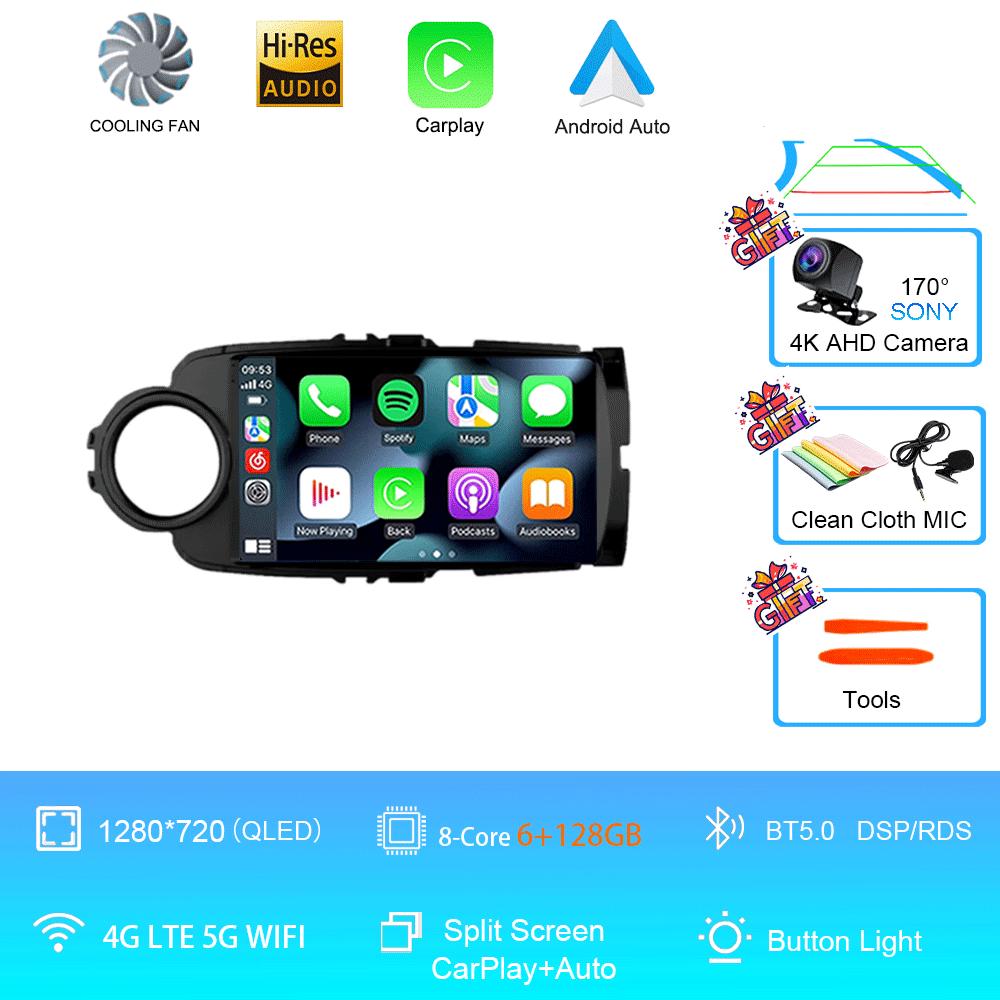 Car Radio Android 14 Autoradio For Toyota Yaris 2012 - 2017 GPS Navigation Multimedia Player Carplay Stereo 2 Din DVD WIFI+4G BT