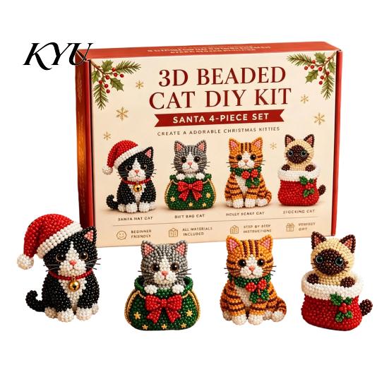 Parent Child Interactive Activity 3D Beaded DIY Kit, Lifelike Christmas Animal Beading Craft Set, Set for Kids Handmade Easy Embroidery Kit And Adults