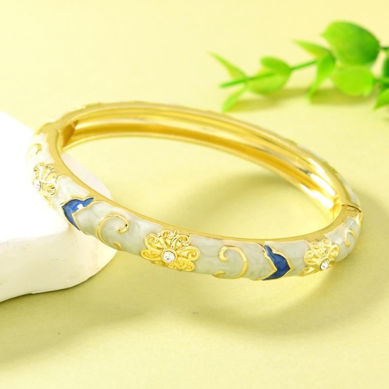 Oriental Bracelets Chinese Cloisonne Enamel Bracelet Traditional Flower Bangle Ethnic Vintage Women'S Hand Jewelry Gift