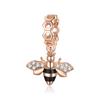 Little Bee Charm 925 Sterling Silver Rose Gold Zircon Animal Beads Fit Original Bracelet Necklace Pendant Jewelry BSC370