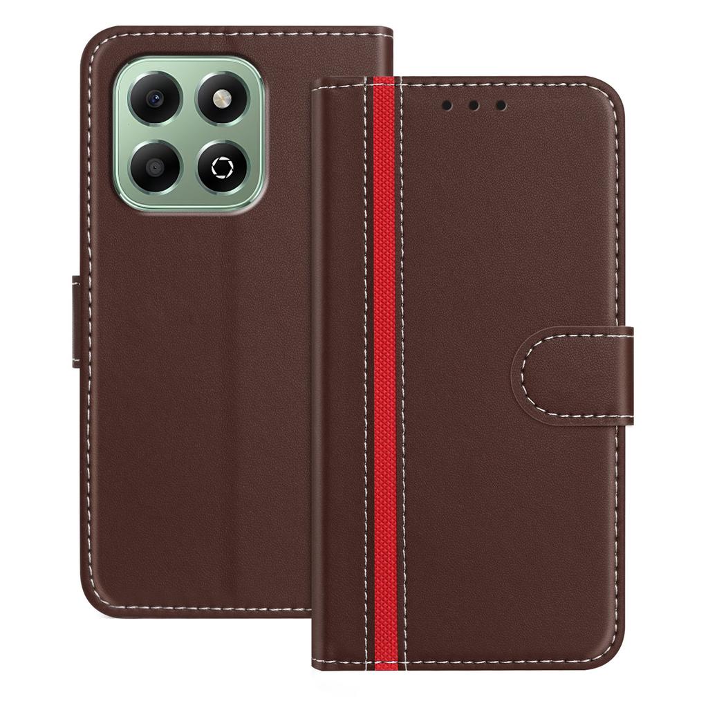 For Honor X6b 4G Phone Cases Wallet Stand Color Splicing Leather Cover with Magnetic Clasp