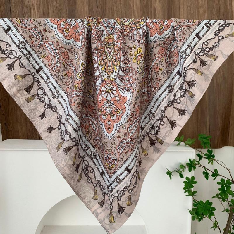Square scarf new neck scarf scarf small shawl travel bag headscarf versatile cashew flower silk scarf