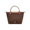 Longchamp Le Pliage Original Minimalistisch Pendler Logo Strukturiertes Nylon-Canvas und Leder Knödel-Tragetasche Klein Damen-Tragetaschen Ebenholz 1621089P81