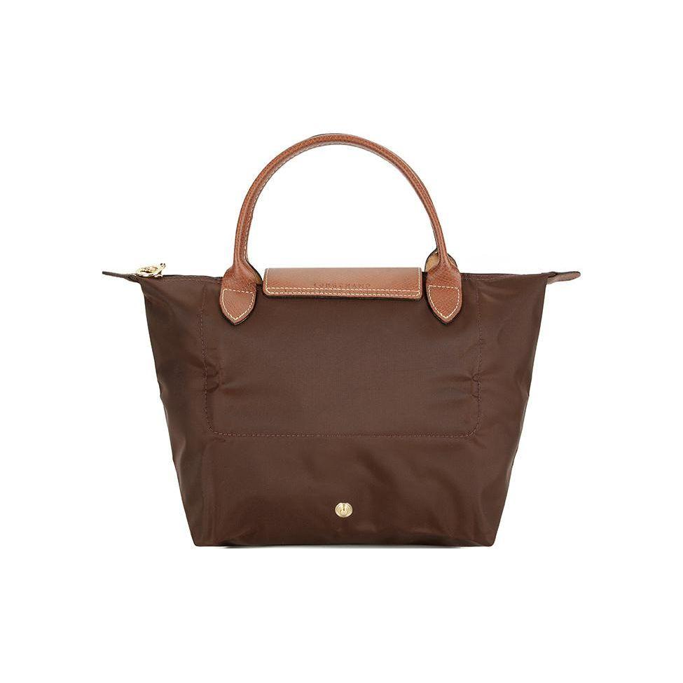 Longchamp Le Pliage Original Minimalistisch Pendler Logo Strukturiertes Nylon-Canvas und Leder Knödel-Tragetasche Klein Damen-Tragetaschen Ebenholz 1621089P81