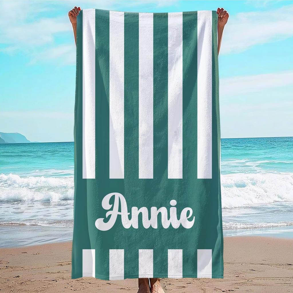 Personalized Striped Beach Towel Microfiber Towel Thin Quick Dry Absorbent for Beach Swimming Yoga Bath Sports