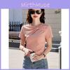 Lässiges kurzärmeliges T-Shirt für Damen mit Hohlmuster-Schmetterlingsschleifen-Design Sommer-Top