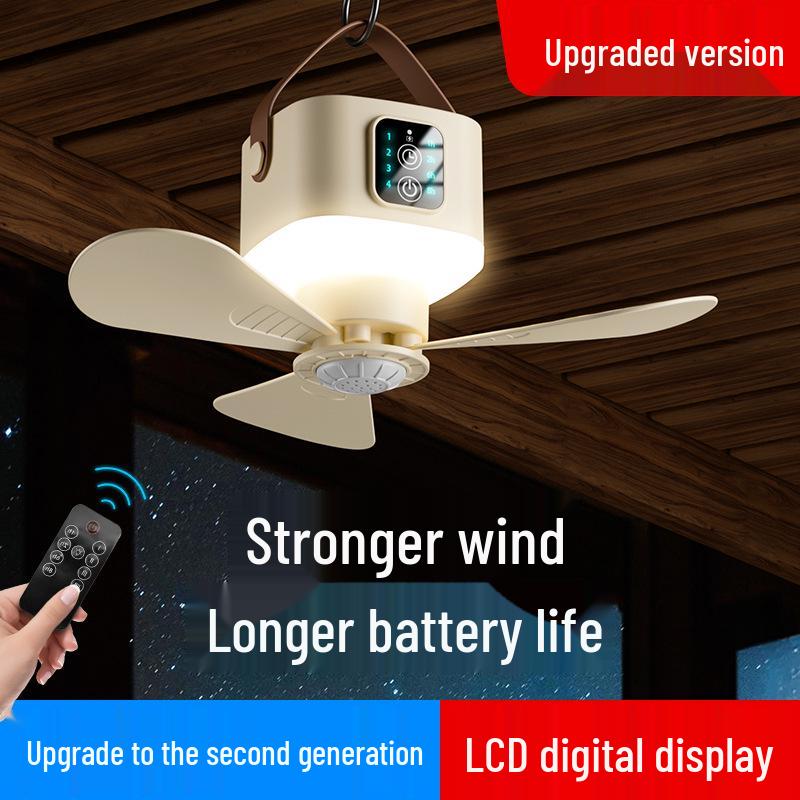 Compact Wireless Hanging Fan for Camping and Dorms - Rechargeable Multifunctional Fan