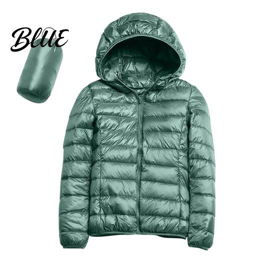 Polyester Lining Coat Pockets Zip-up with Hood Down Jacket Women Winter And Zipper Padded Warm