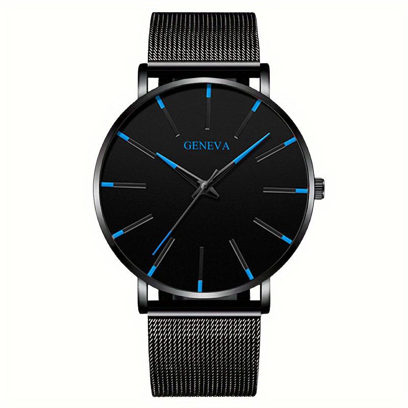 

Minimalist Mens Fashion Ultra Thin Watches Simple Men Business Stainless Steel Mesh Belt Quartz Wrist Watch Relogio Masculino синій