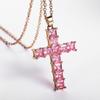 Fashion Shine Crystal Zircon Cross Pendant Necklace For Women Girl Zircon Thin Chain Necklace Punk Teenger Party Jewelry