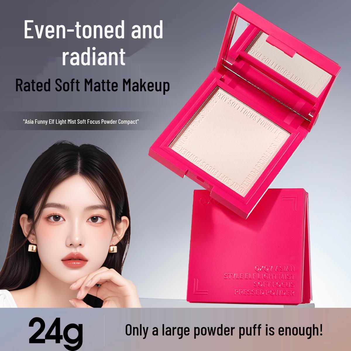 

QXQY Natural Matte Setting Powder – Large Capacity, Non-Cakey, Fine Finish, Brightening Oil Control. 24g