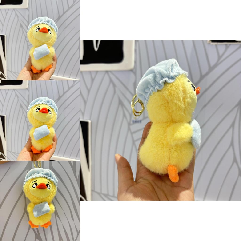 Charming Short Plush Duck Pendant Colorful Stuffed Animal Keyring For Bags