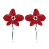 Exaggerated Red Metal Large Flower Drop Earrings for Women Ladies Europe and America Oil-Drop Enamel Petal Earrings Jewelry Gift