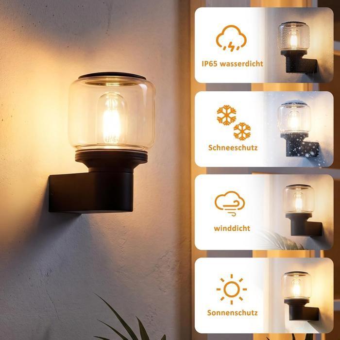 Applique d'extérieur NETTLIFE - culot E27, noire, étanche IP65, adaptée aux murs de maison, balcons et couloirs, 40 W MAX, modèle 5