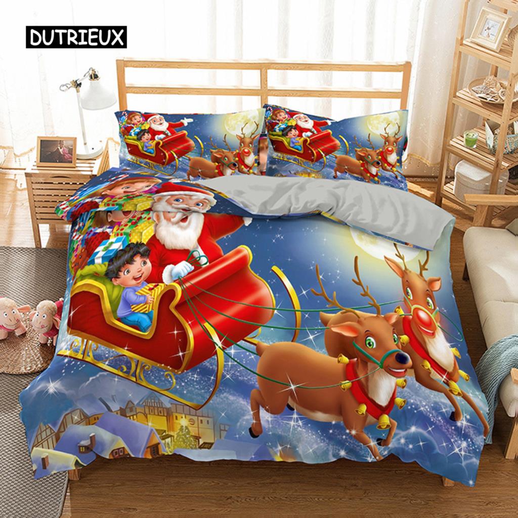

3D-печатный комплект постельного белья Merry Christmas Queen/Twin/King Size рождественское украшение для дома постельное белье с подушкой EU single(135x200cm)