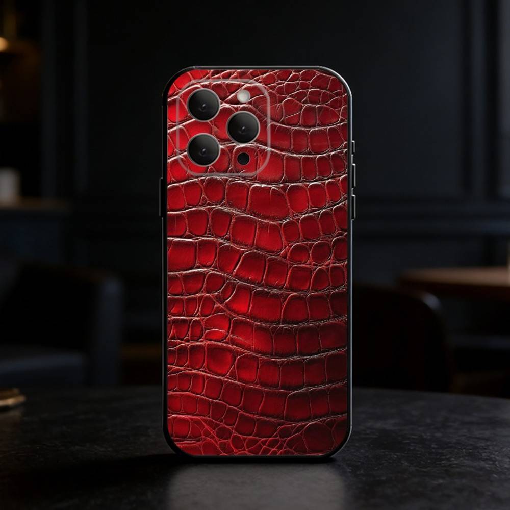 Crocodile Skin Phone Case For iPhone 17,16,15,14,13,12,11 Plus,Pro,Max,Mini Silicone black Soft Cover