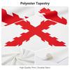 Cross of Burgundy Tapestry Flat Print Red Sawtooth Saltire Wall Hanging for Bedroom History Decor Spanish Empire Style Art