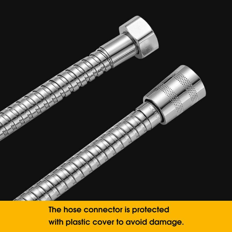 1.5m Chrome Stainless Steel Shower Hose Flexible Anti-Twist Leakproof Metal Pipe Tube for Bathroom Handheld Showerhead Extension G1/2 Replacement