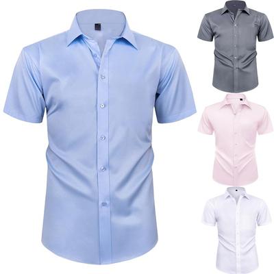 Taglia Grande 8XL Camicia Estiva a Maniche Corte Tinta Unita Camicia da Uomo Camicia Formale da Lavoro Abbigliamento da Uomo