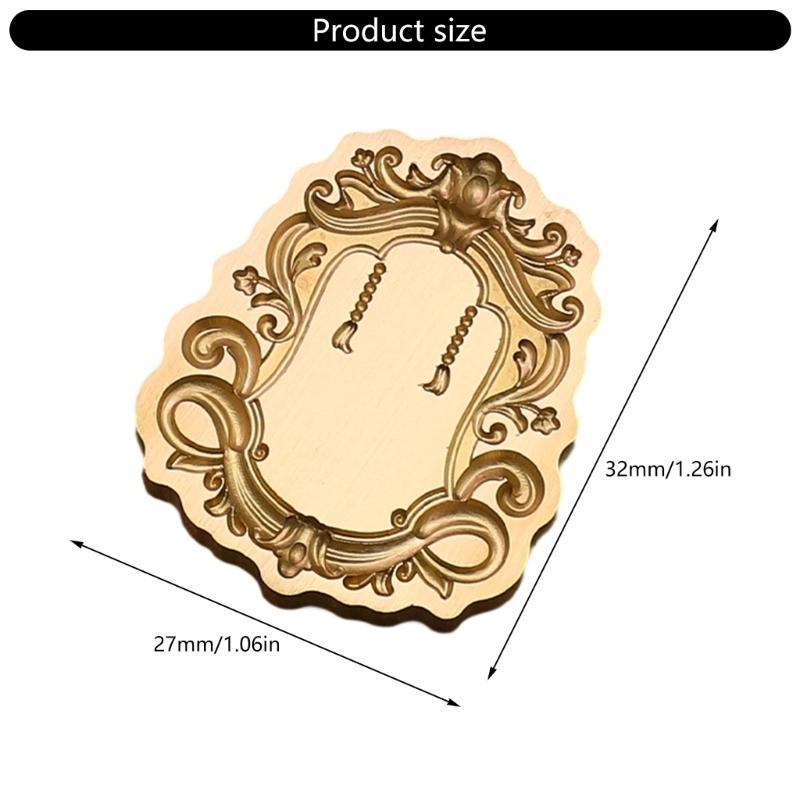 Antique Solid Brass Wax Seal Stamp Head Engraved Embossing Tool Seal Flower Frame for Handmade Letters Gift Wrapping