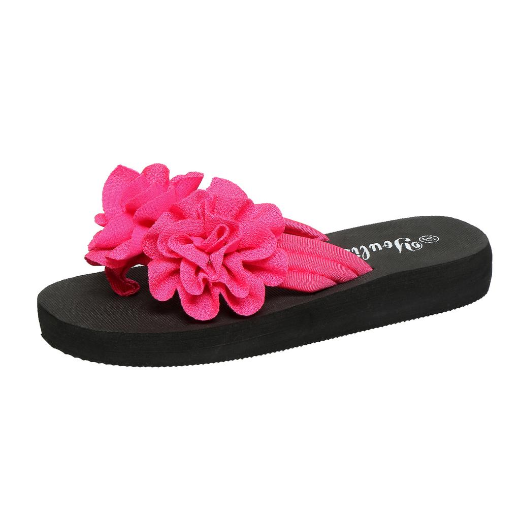Fashion Women Slippers Flower Decoration Casual Flat Slippers New Summer Sandals Outdoor Beach Shoes Women Flip-flops Home Slides Women