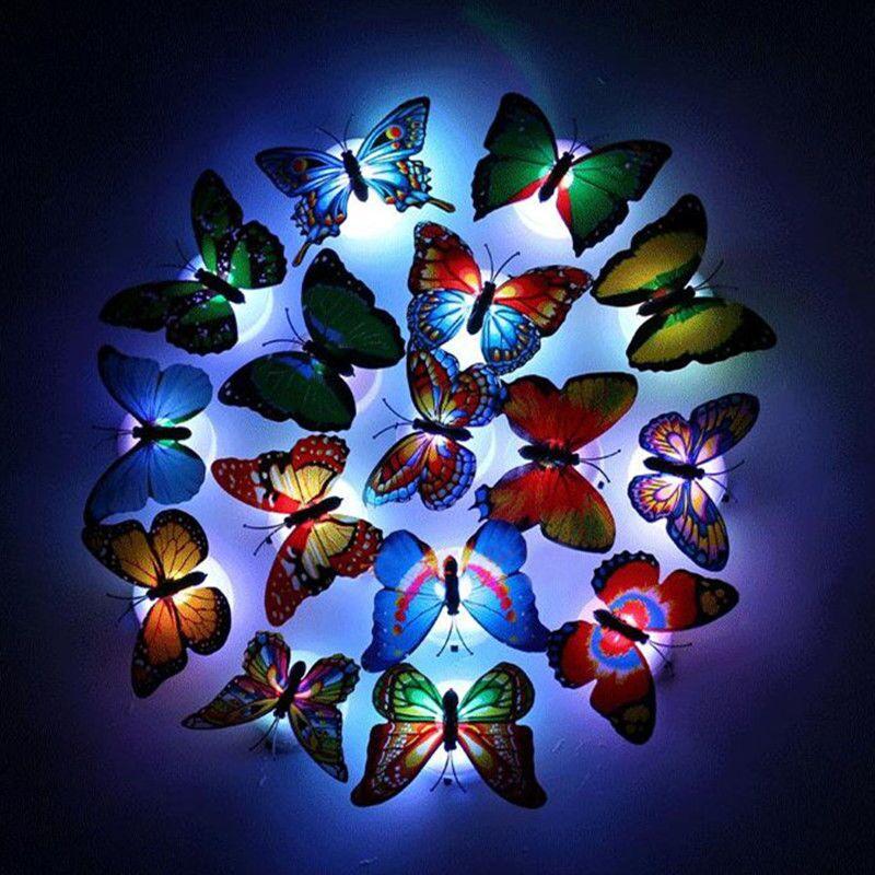3D Double-layer Butterfly Wall Decal Butterfly Luminous Small Night Light LED Luminous Bedroom Light Festival Scene Layout