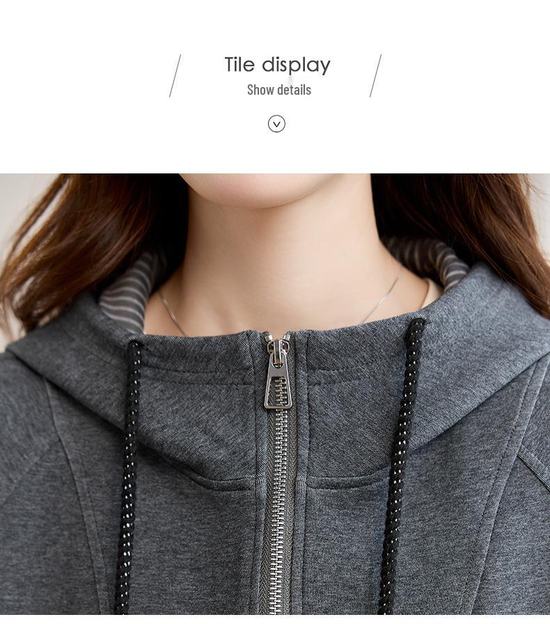 Women's Textured Casual Jacket - 2025 Spring/Autumn, Versatile, High-End Zippered Cardigan Top