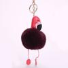 Cute Fluffy Pompom Flamingo Plush Toy Fur Fake Rabbit String Pendant Rope Plush Doll Toys Decor Gift Toy Bag Pendant Toy