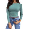 Women's And Spring Slim Bottom T-shirt Fashion Casual Color Round Neck Pullover Long Sleeve Top
