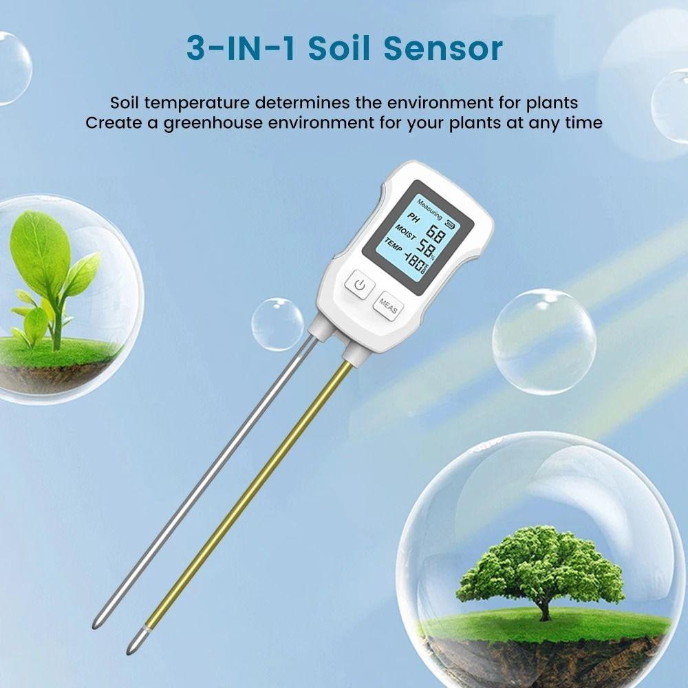 LCD Screen PH/Moisture/Temperature Meter 3 In 1 Soil  Humidity Detector Soil Tester  Flower Plants