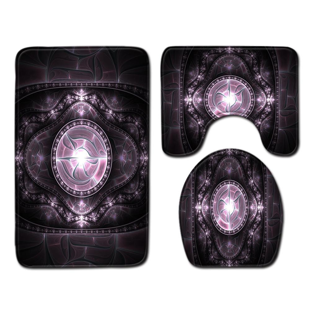 Cool Pattern Bathroom Floor Mat Toilet Three-Piece Set