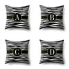 Polyester Pillowcase Zebra Pattern Printing Home Decoration Pillowcase 26 English Letter Cushion Cover Black and White