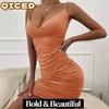 Women's Fashion Summer Spring Solid Color Print V-Neck Sleeveless Casual Dresses