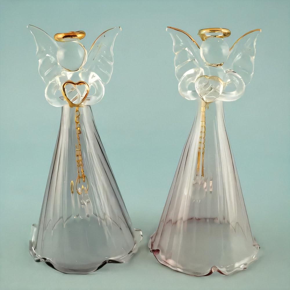 Fourcart Cute Handmade Glass Craft "Angel Bell" Blue x 6 Piece Set