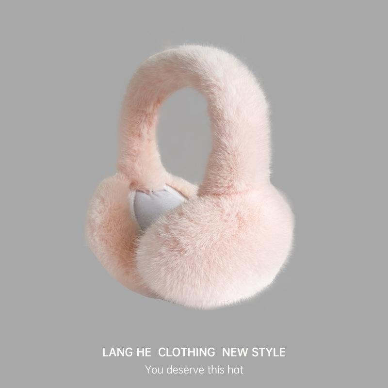 Pluszowe Ciepłe Nauszniki Damskie Słodkie Nauszniki Zimowa Ochrona Uszu Zimoodporne Zimowe Jednokolorowe Ocieplacze na Uszy Składane Jesienno-Zimowa Torba na Uszy Duże