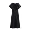 Spring and Summer New European and American Style Women's Clothing Fashion Temperament Casual V-neck Silk Satin Texture Dress
