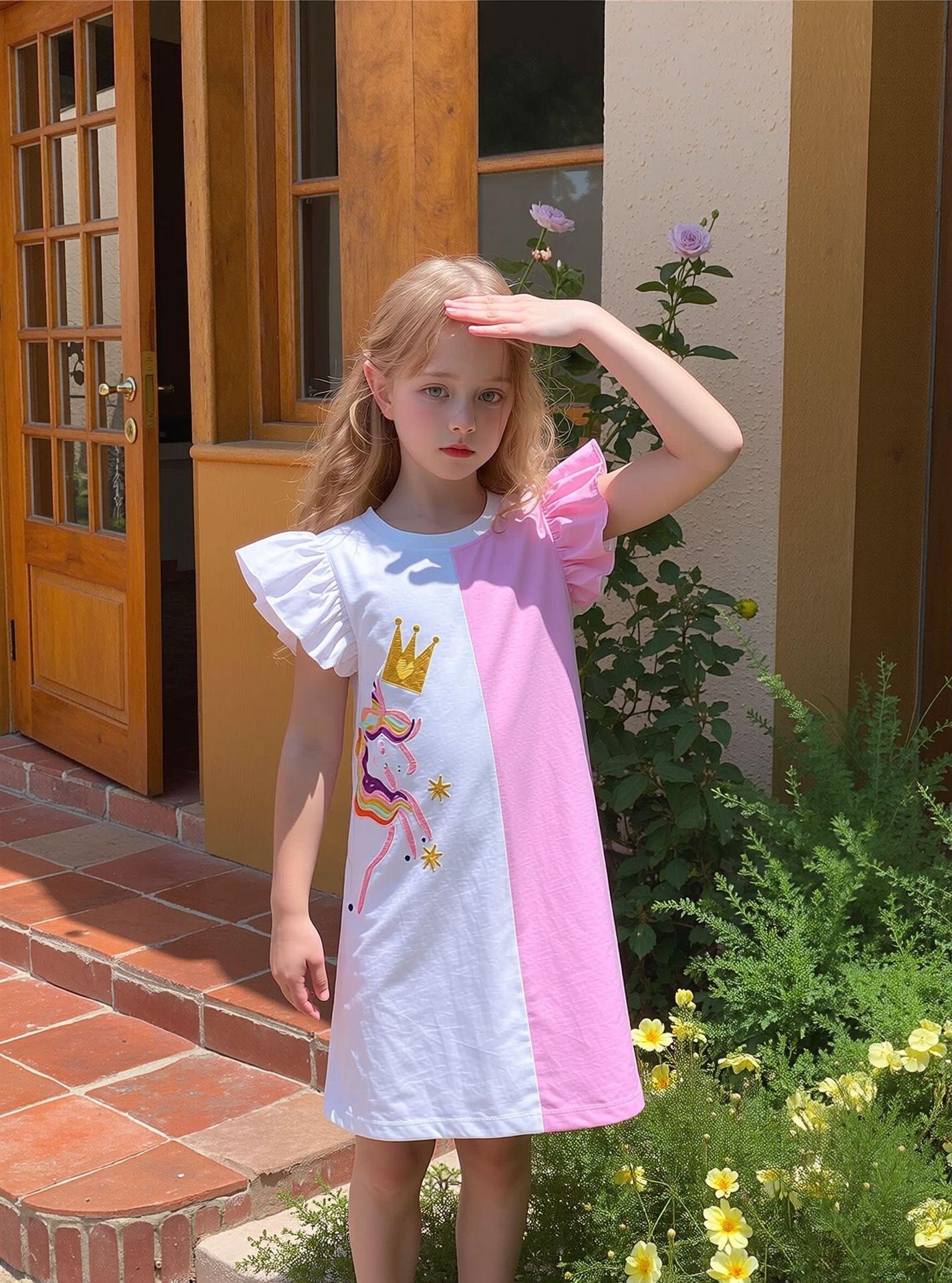 Girls Summer Cartoon Dress Lightweight Toddler Dress 90